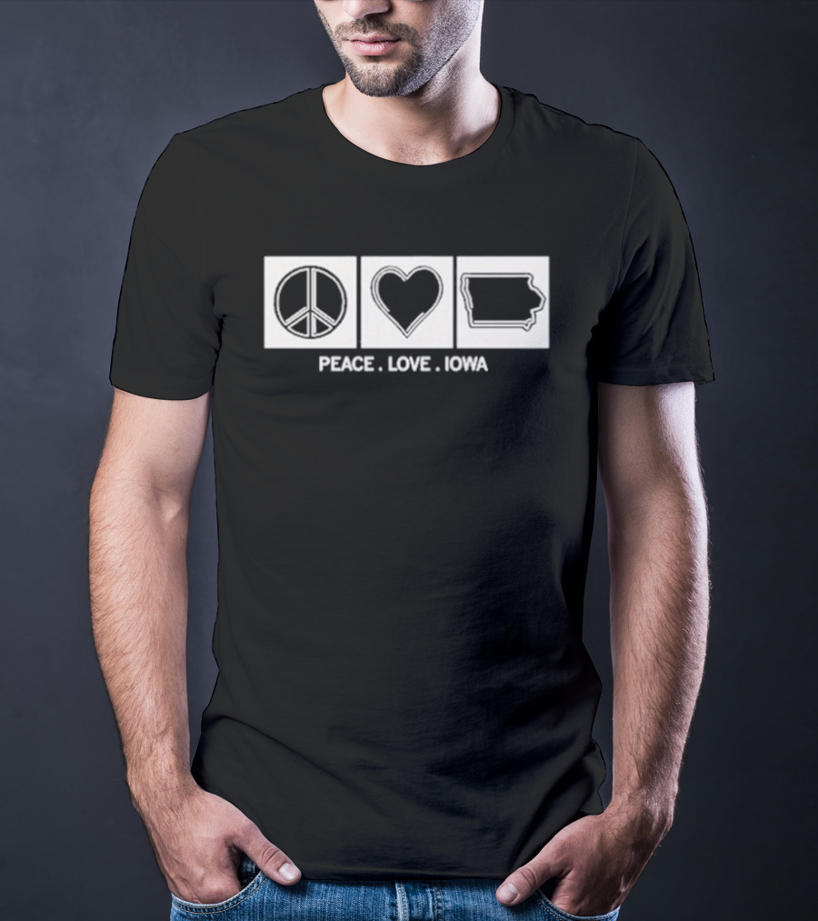 Peace Love Iowa Peace Symbol Heart Iowa State T-Shirt