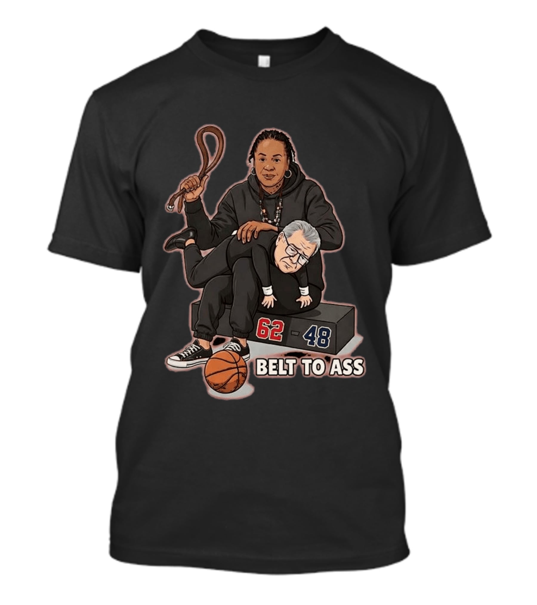 Dawn Staley Belt To Ass Geno Auriemma Dunk Contest 62 48 T-Shirt