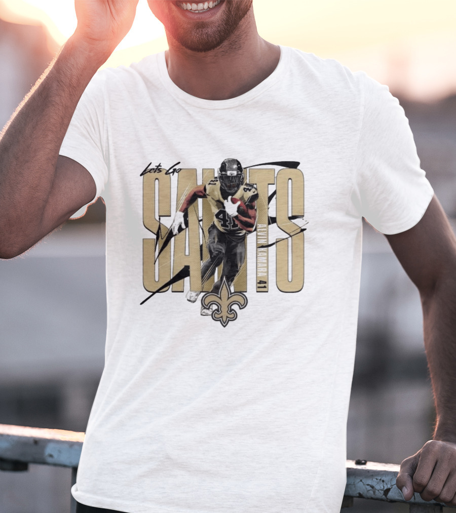Let's Go Saints Alvin Kamara 41 New Orleans Fleur De Lis T-Shirt