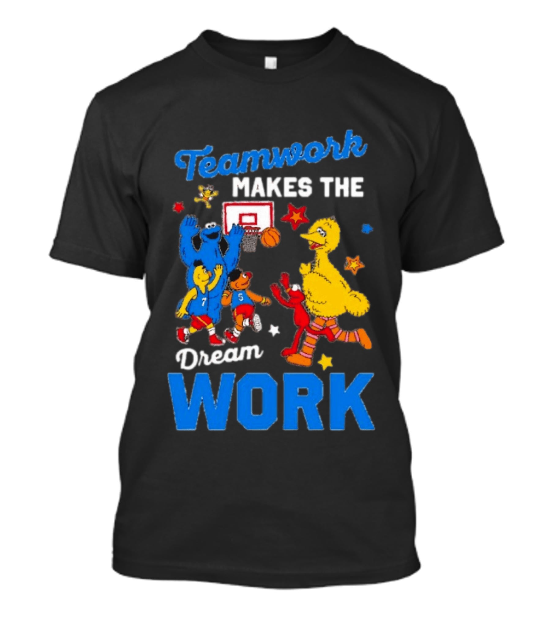 Teamwork Makes The Dream Work Sesame Street Basketball Slam Dunk T-Shirt