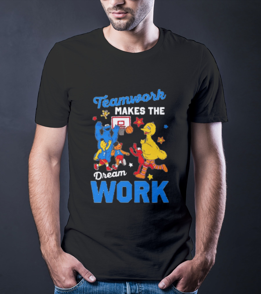 Teamwork Makes The Dream Work Sesame Street Basketball Slam Dunk T-Shirt