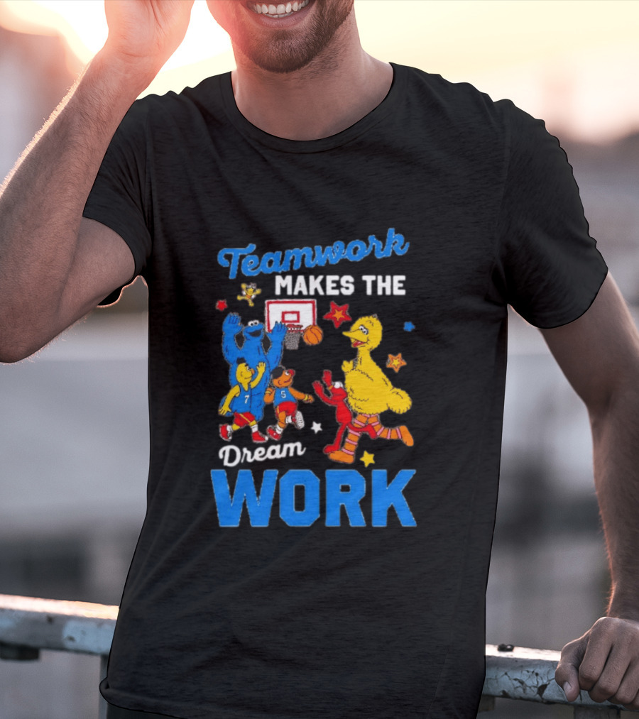 Teamwork Makes The Dream Work Sesame Street Basketball Slam Dunk T-Shirt