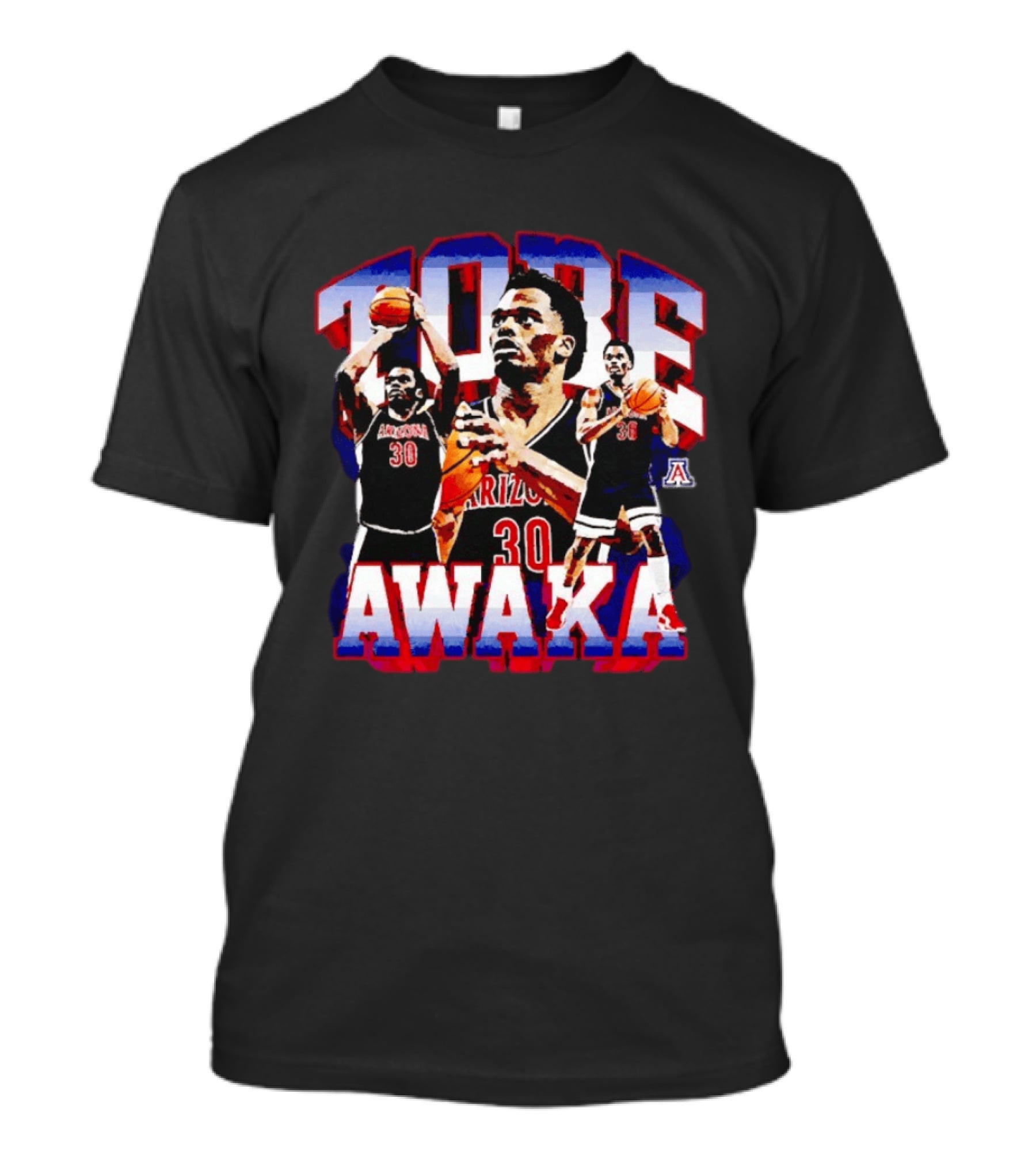 Tobe Awaka Arizona Wildcats Basketball Player Number 30 T-Shirt