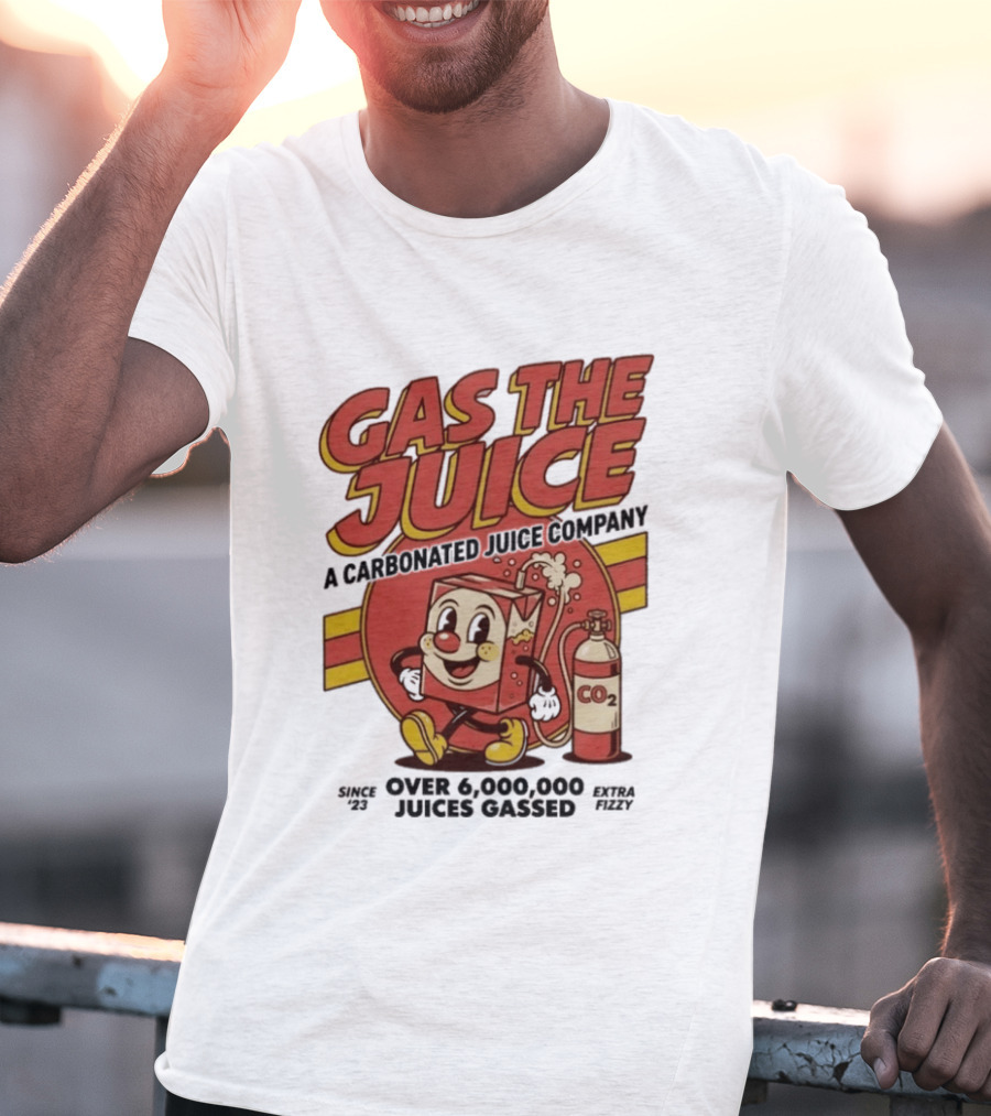 Gas The Juice A Carbonated Juice Company CO2 Juices Gassed Since 75 Retro Fizzy T-Shirt