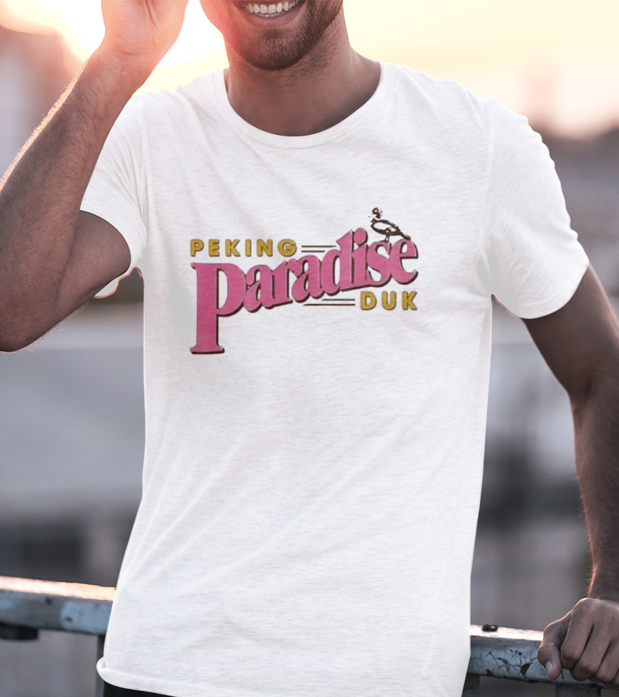 Peking Duk Paradise Bold Pink Yellow Text With Duck T-Shirt