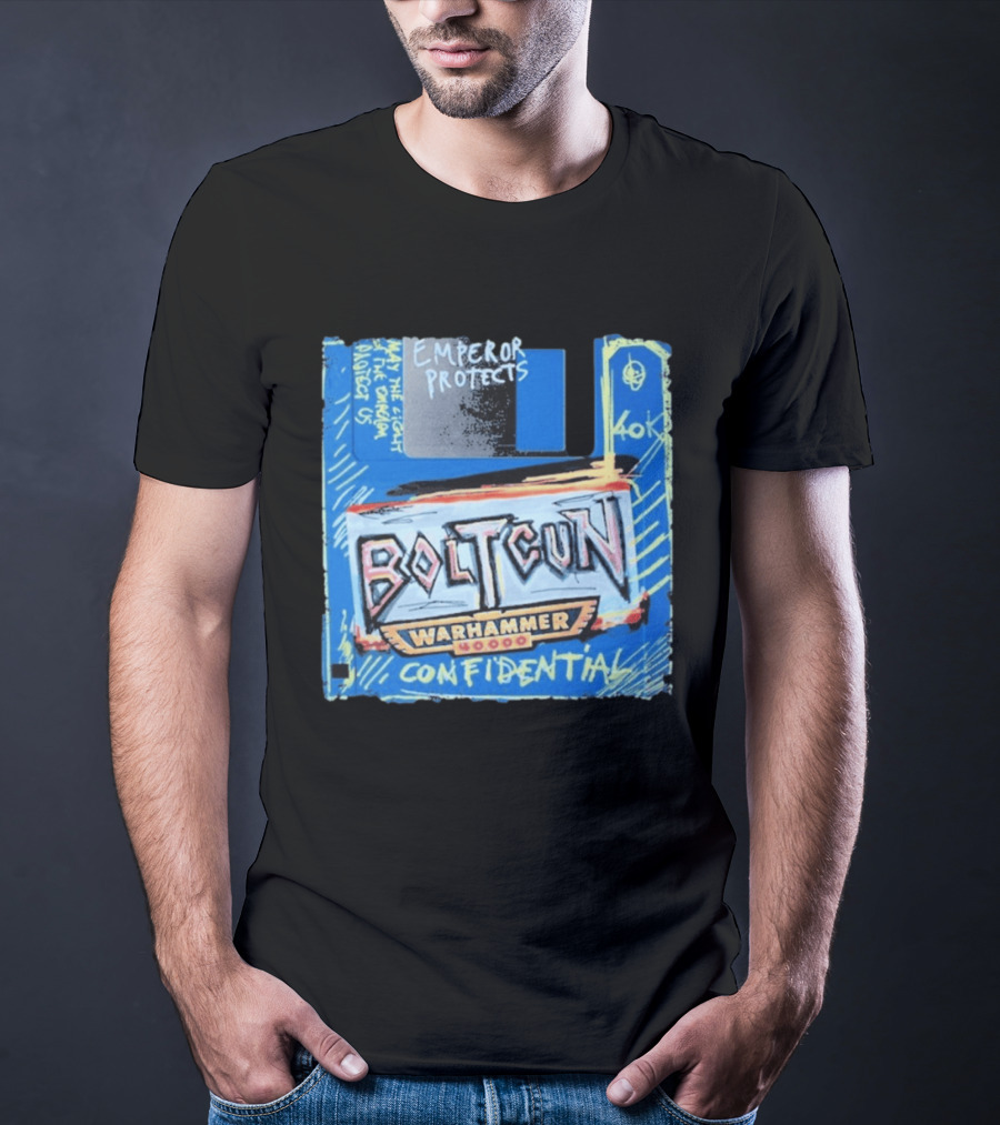 Warhammer 40K Boltgun Emperor Protects Confidential Floppy Disk T-Shirt