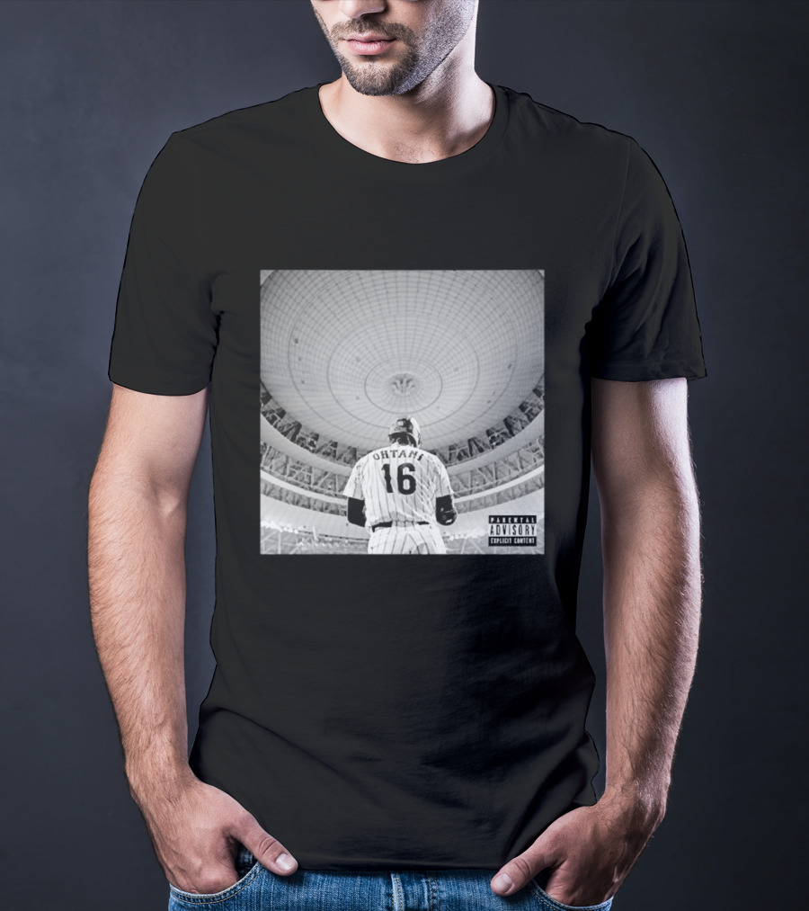 Shohei Ohtani 16 Album Cover Parental Advisory Explicit Content Stadium Dome T-Shirt
