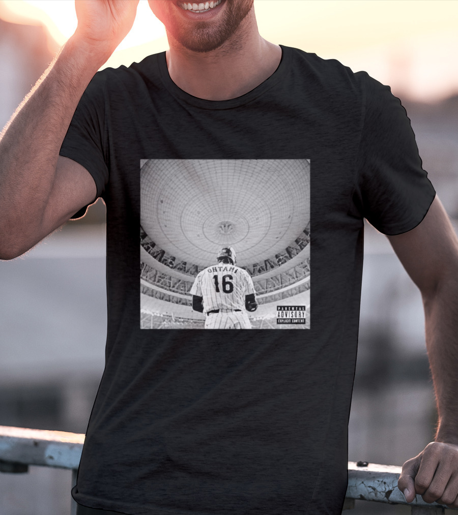Shohei Ohtani 16 Album Cover Parental Advisory Explicit Content Stadium Dome T-Shirt