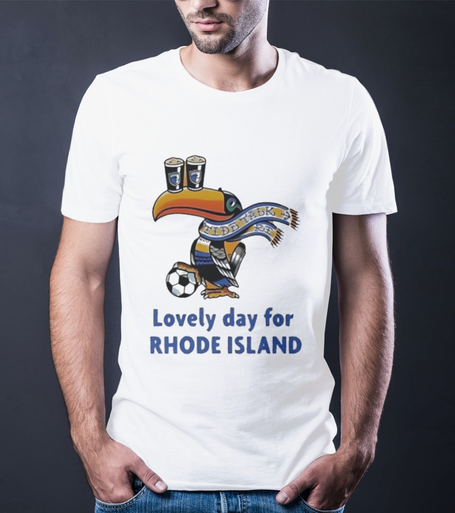 Lovely Day For Rhode Island Toucan With Soccer Ball And Beers T-Shirt