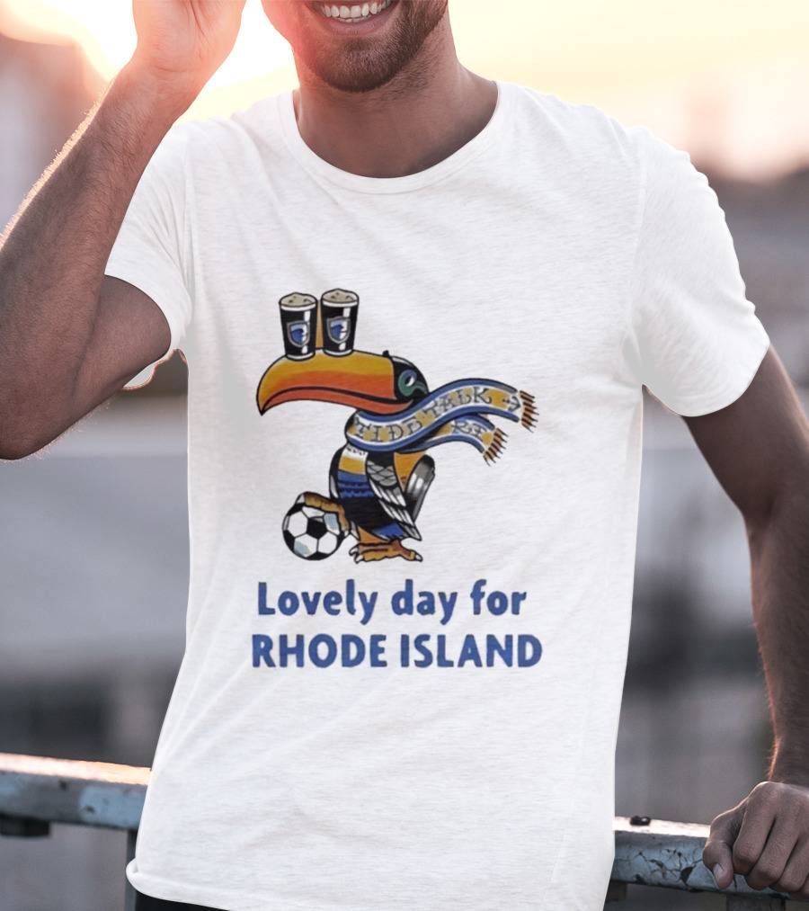 Lovely Day For Rhode Island Toucan With Soccer Ball And Beers T-Shirt