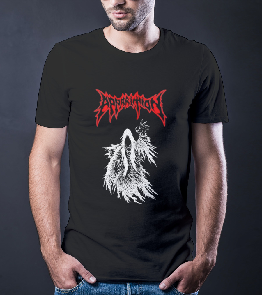 Apparition Ghostly Figure Red Gothic Font T-Shirt