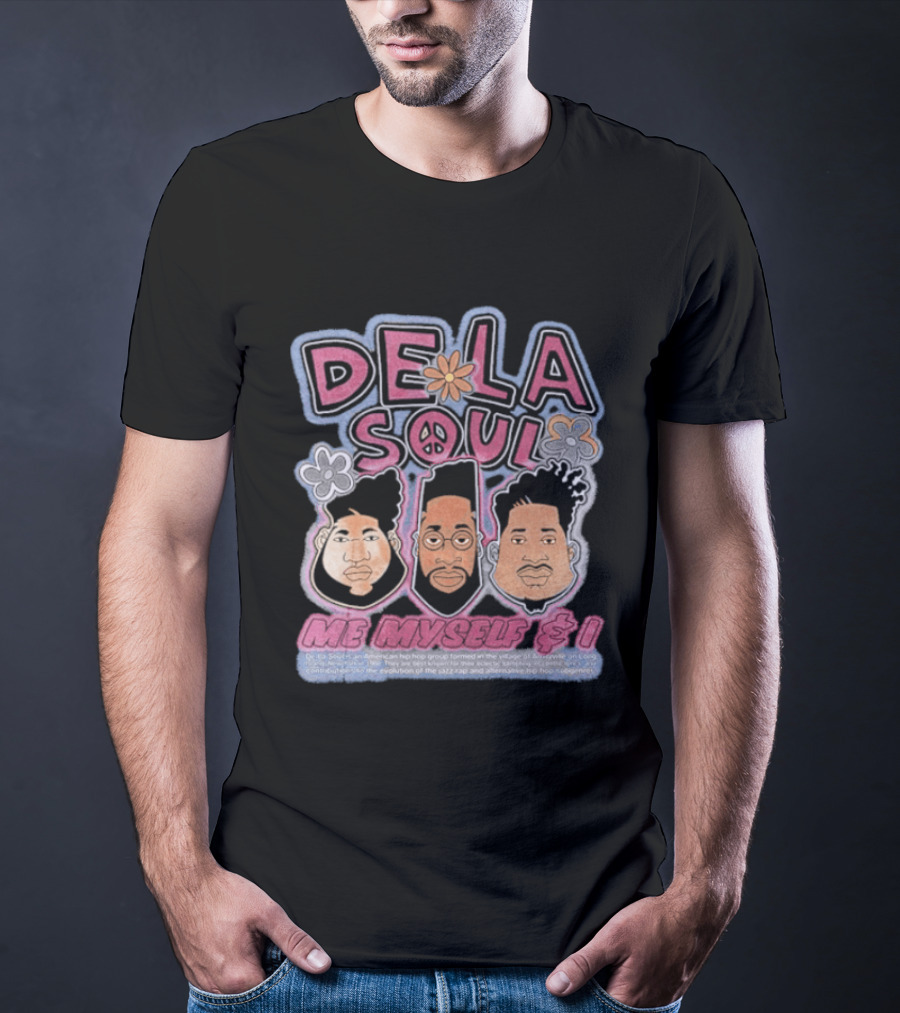 De La Soul Me Myself And I Iconic Hip Hop Logo With Peace Flower T-Shirt