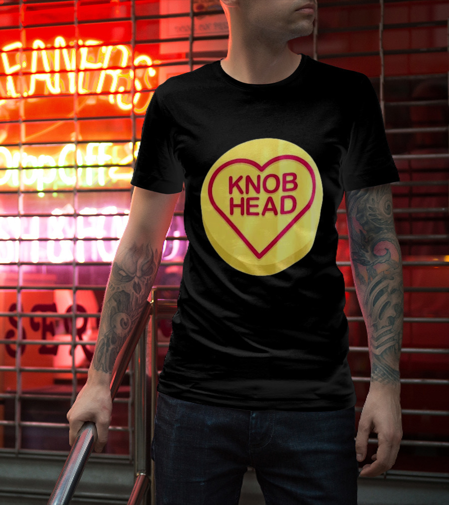 Knob Head Love Hearts Yellow Round T-Shirt
