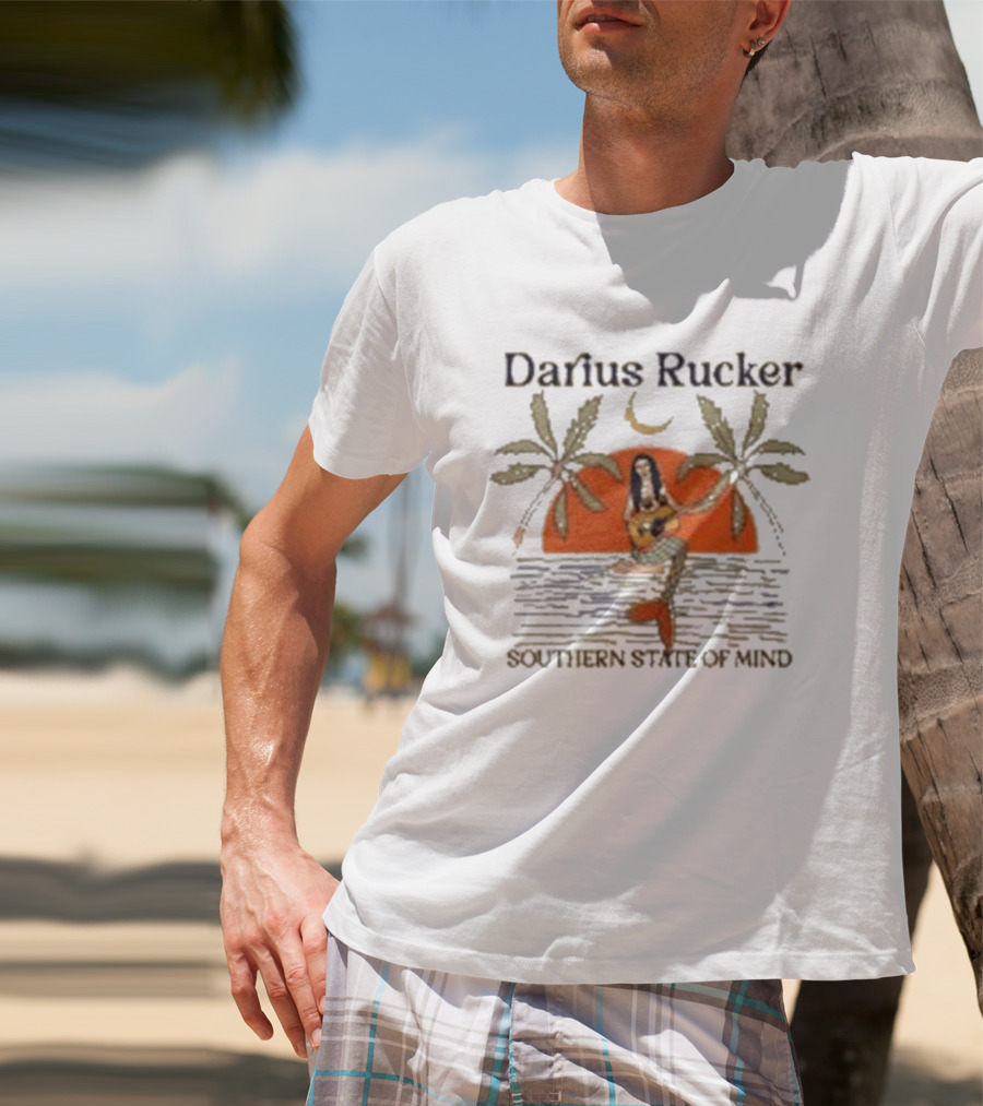 Darius Rucker Southern State Of Mind Mermaid Palm Trees Sunset Scene T-Shirt