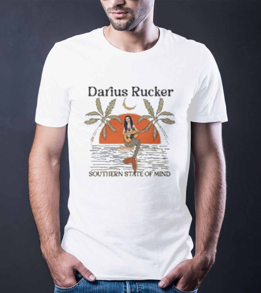 Darius Rucker Southern State Of Mind Mermaid Palm Trees Sunset Scene T-Shirt