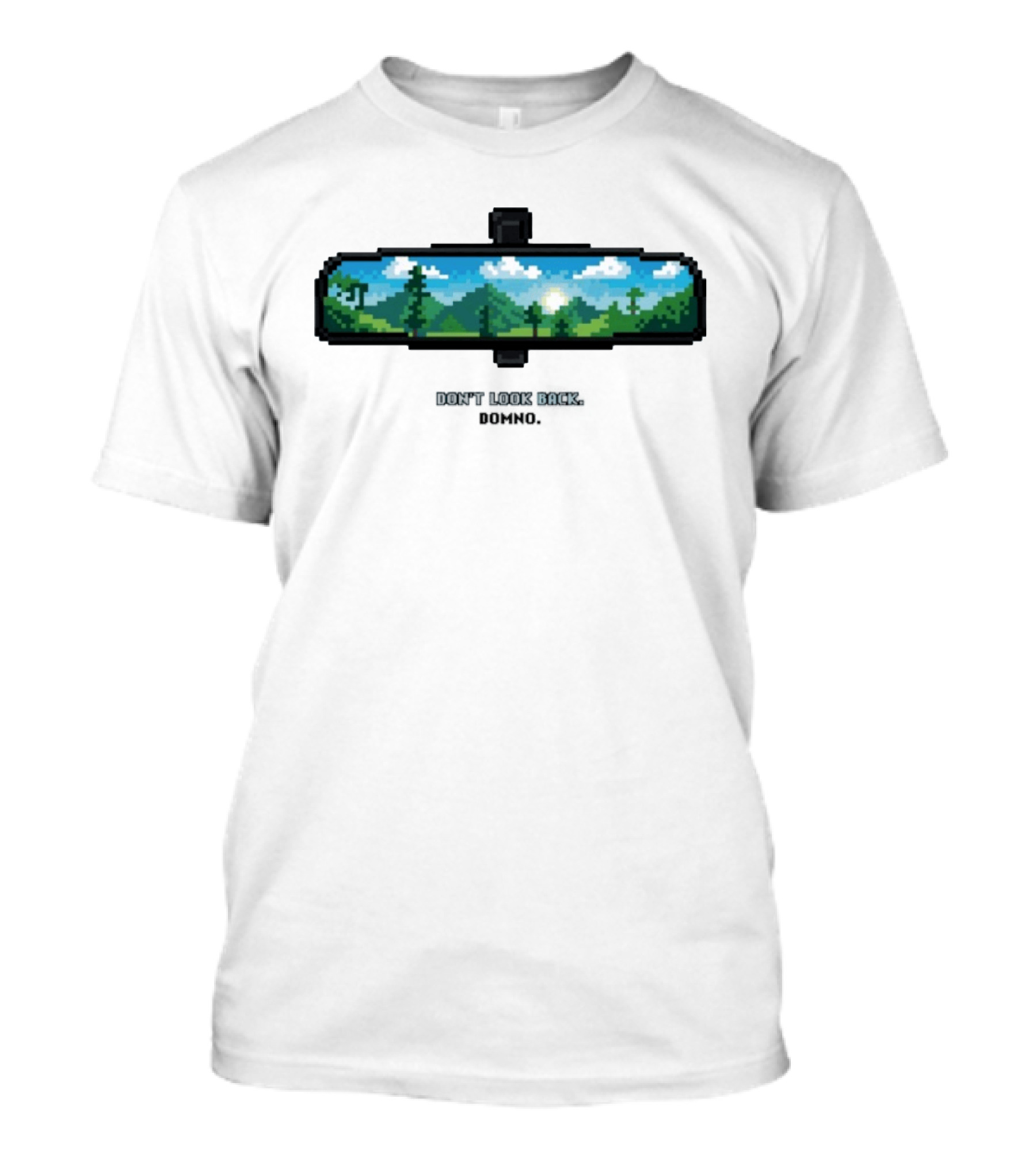 Don't Look Back Pixel Art Rearview Domno T-Shirt