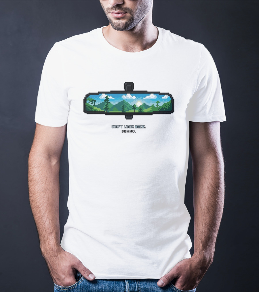 Don't Look Back Pixel Art Rearview Domno T-Shirt
