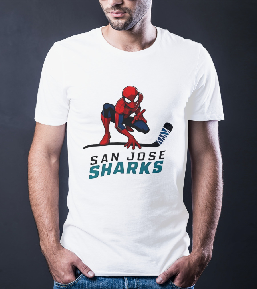Spider Man San Jose Sharks Hockey Collaboration T-Shirt