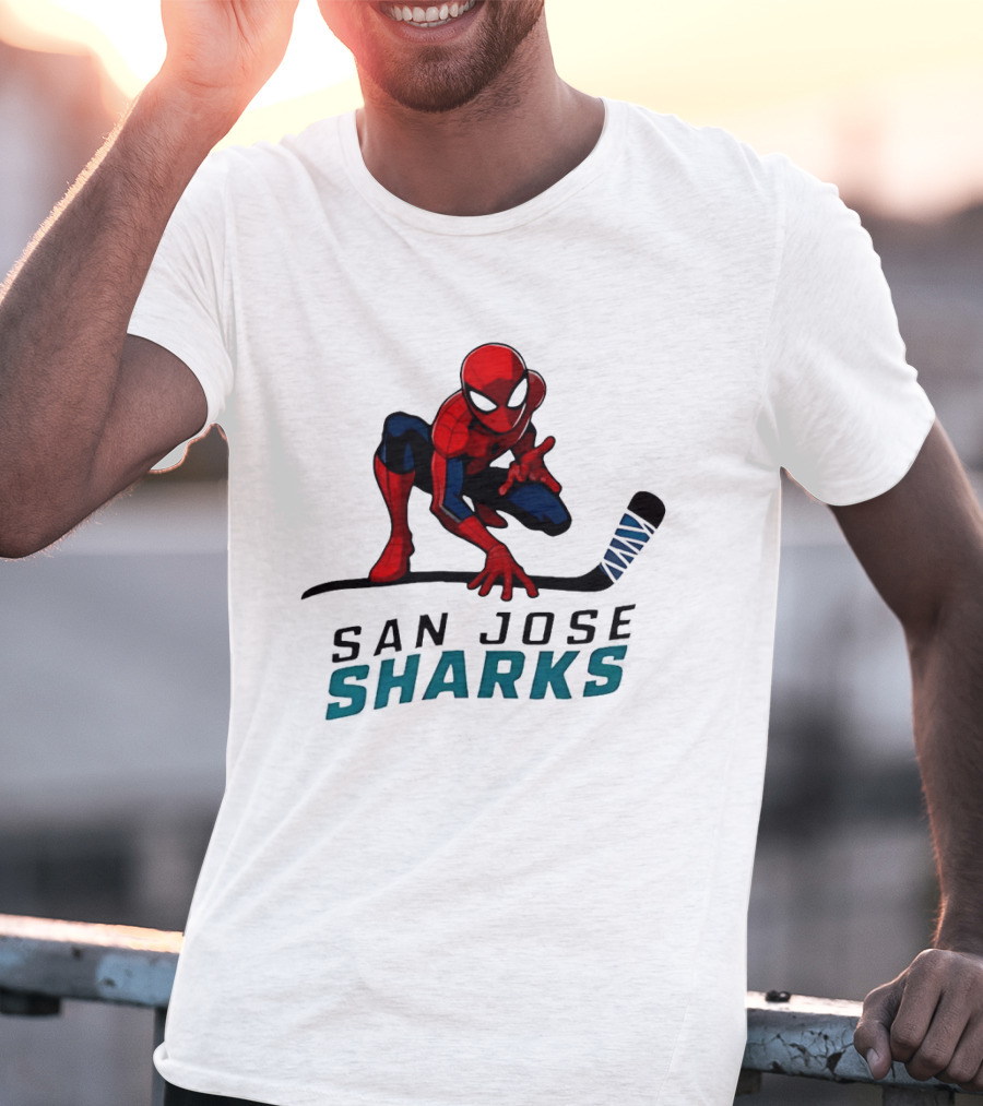 Spider Man San Jose Sharks Hockey Collaboration T-Shirt