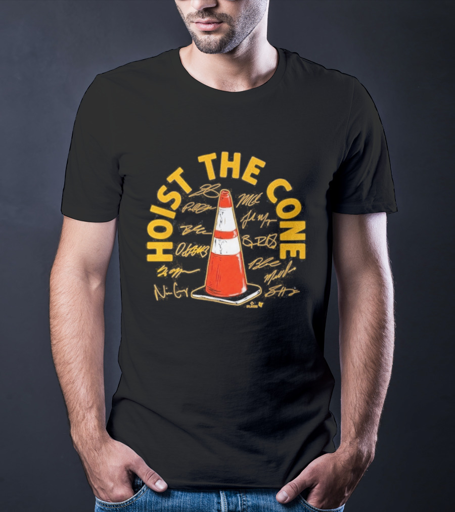 Pittsburgh Baseball Hoist The Cone Signatures Traffic Cone T-Shirt