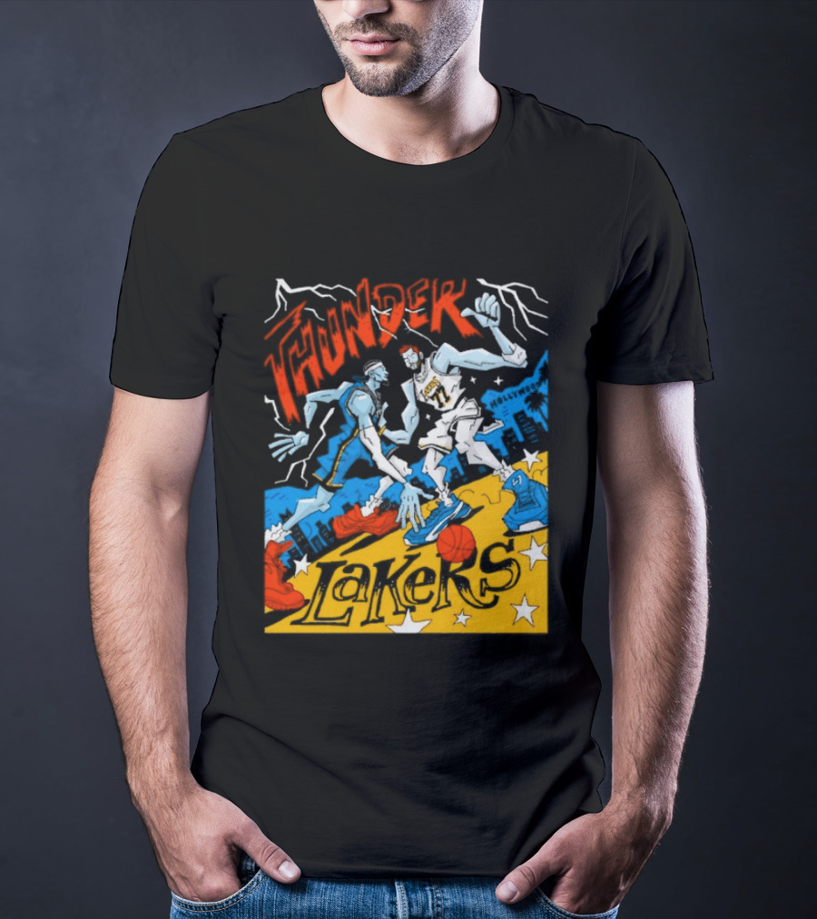 Shai Gilgeous Alexander Thunder Vs Luka Doncic Lakers MVP Cartoon Showdown T-Shirt