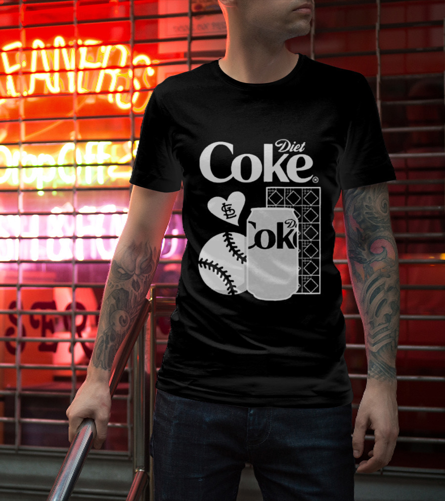 St. Louis Cardinals Diet Coke Night Baseball Can Heart 2026 T-Shirt