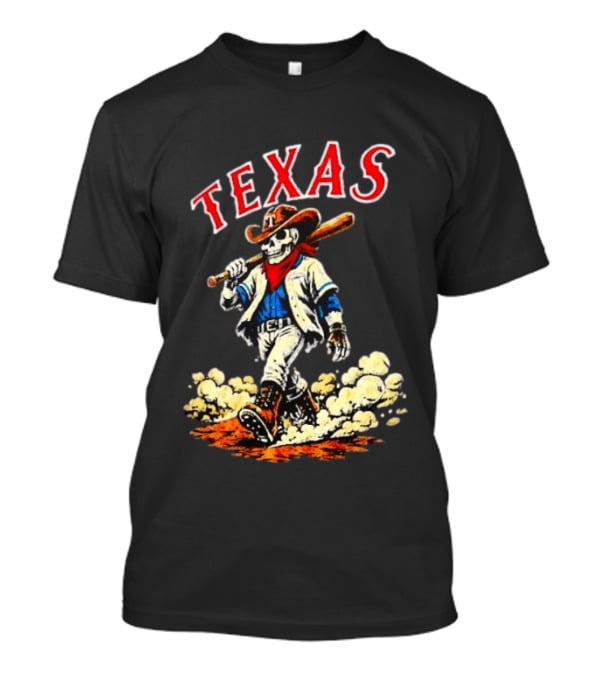 Texas Rangers Cowboy Skull Baseball Player T-Shirt