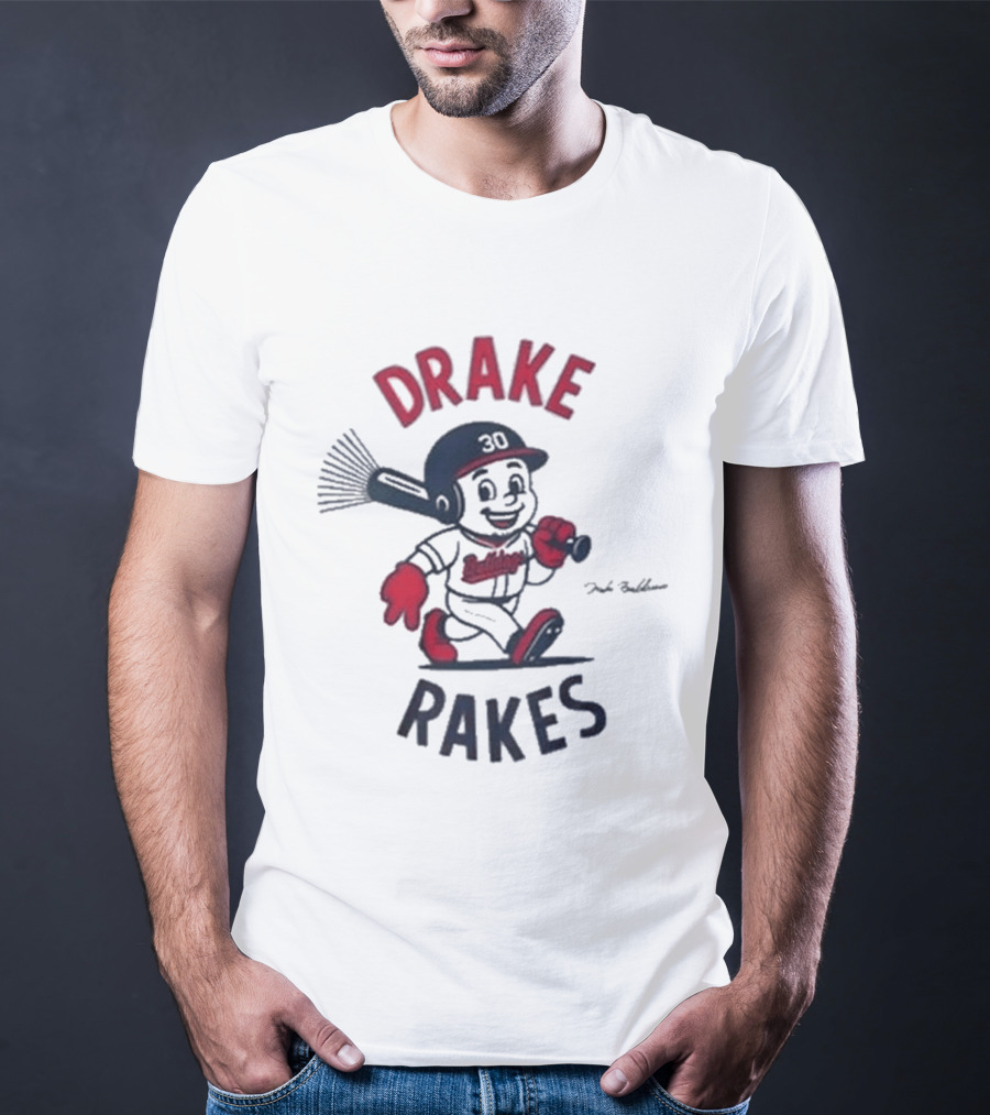 Drake Rakes Baseball Character With Number 30 And Rake Bat T-Shirt