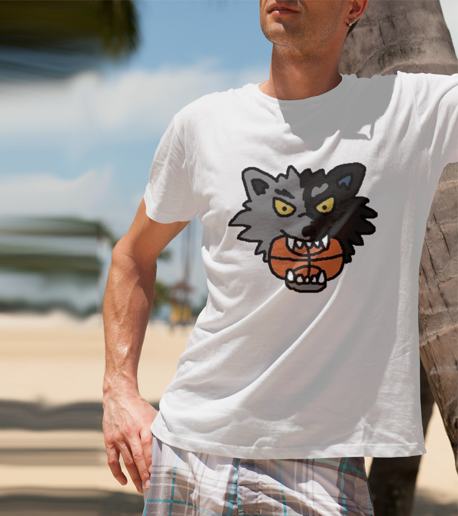 Timberwolves New Profile Pic Two Tone Wolf With Basketball T-Shirt