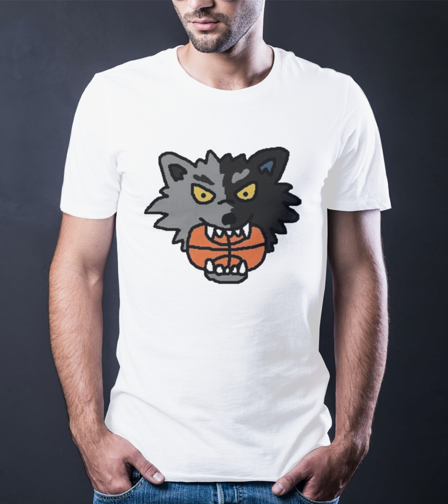 Timberwolves New Profile Pic Two Tone Wolf With Basketball T-Shirt