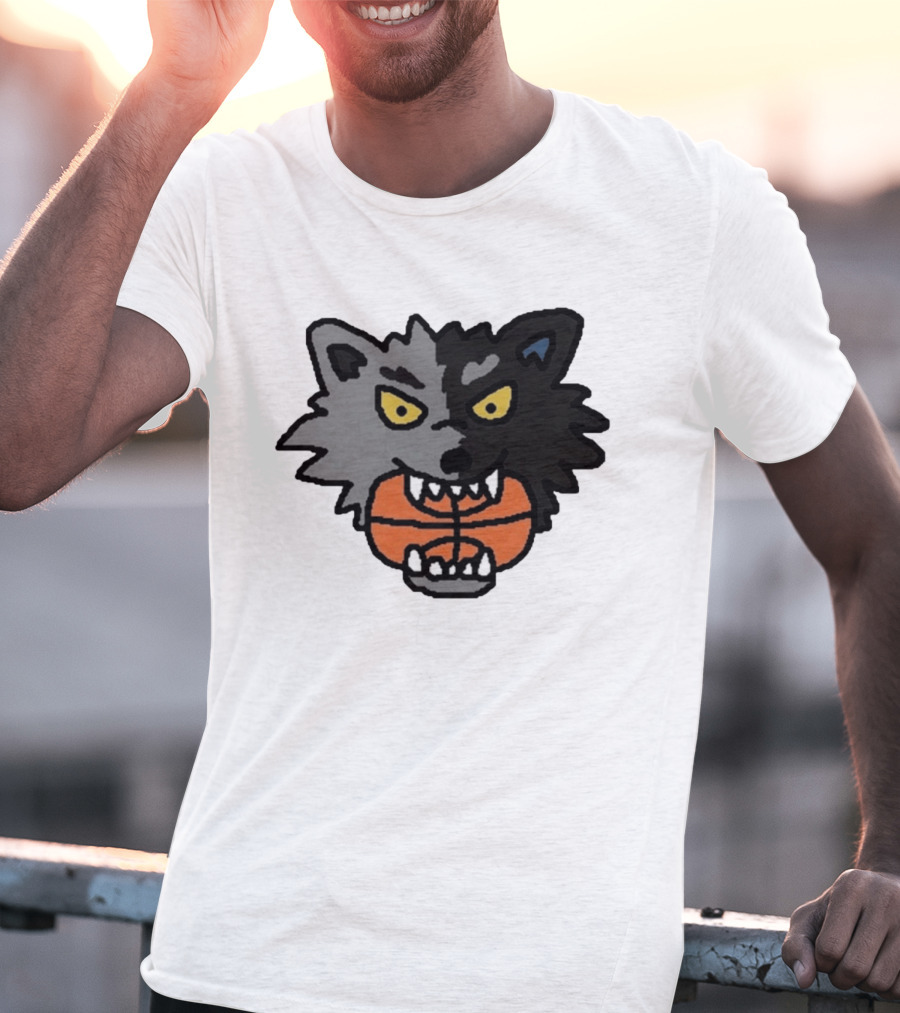 Timberwolves New Profile Pic Two Tone Wolf With Basketball T-Shirt