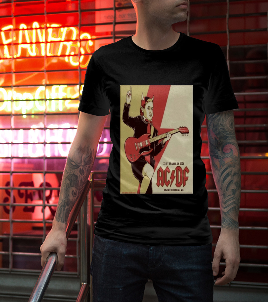 AC DF Distrito Federal MX Abril 2026 7 11 15 Rock Concert Red Guitar And Devil Horns T-Shirt