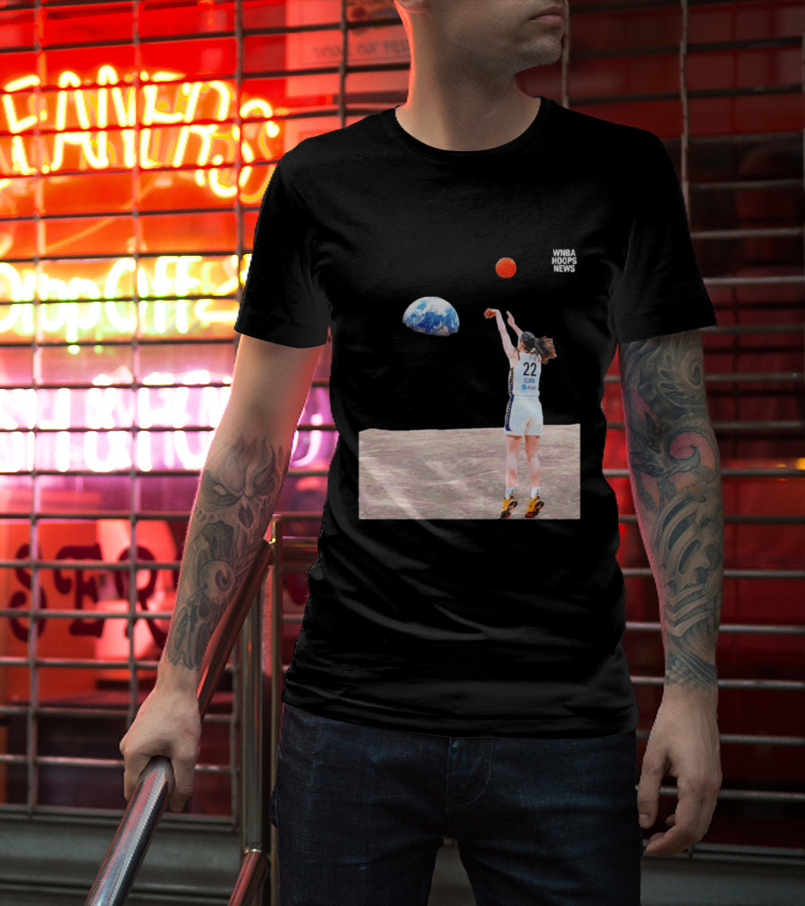 Caitlin Clark Indiana Fever WNBA Shooting Basketball On Lunar Surface T-Shirt