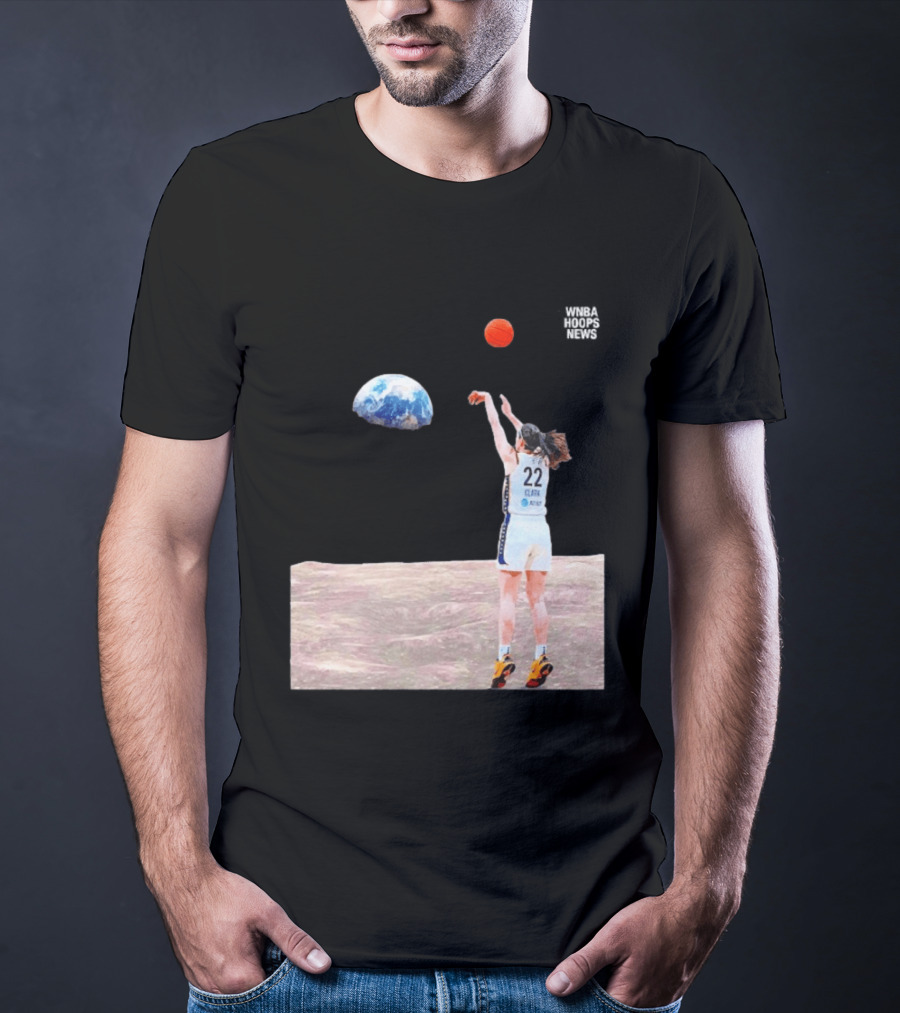 Caitlin Clark Indiana Fever WNBA Shooting Basketball On Lunar Surface T-Shirt