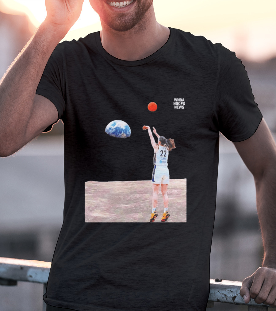 Caitlin Clark Indiana Fever WNBA Shooting Basketball On Lunar Surface T-Shirt