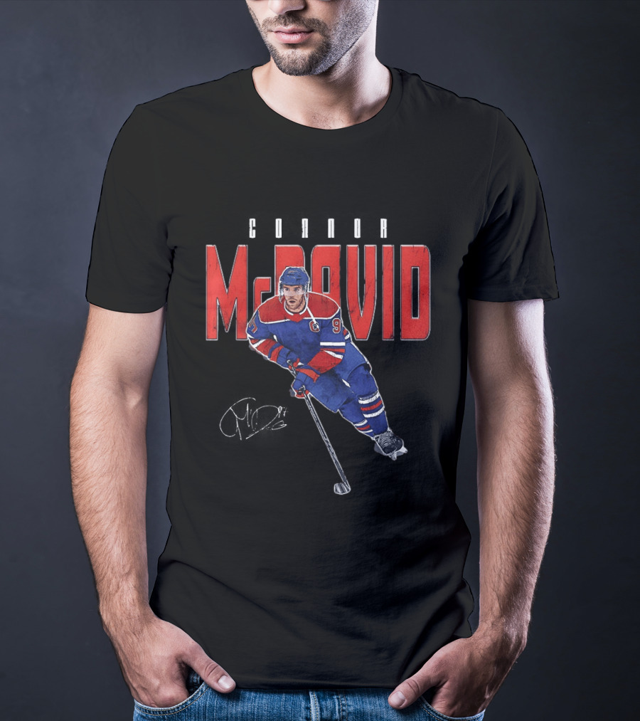 Connor McDavid Number 97 Edmonton Oilers NHL Hockey Player T-Shirt
