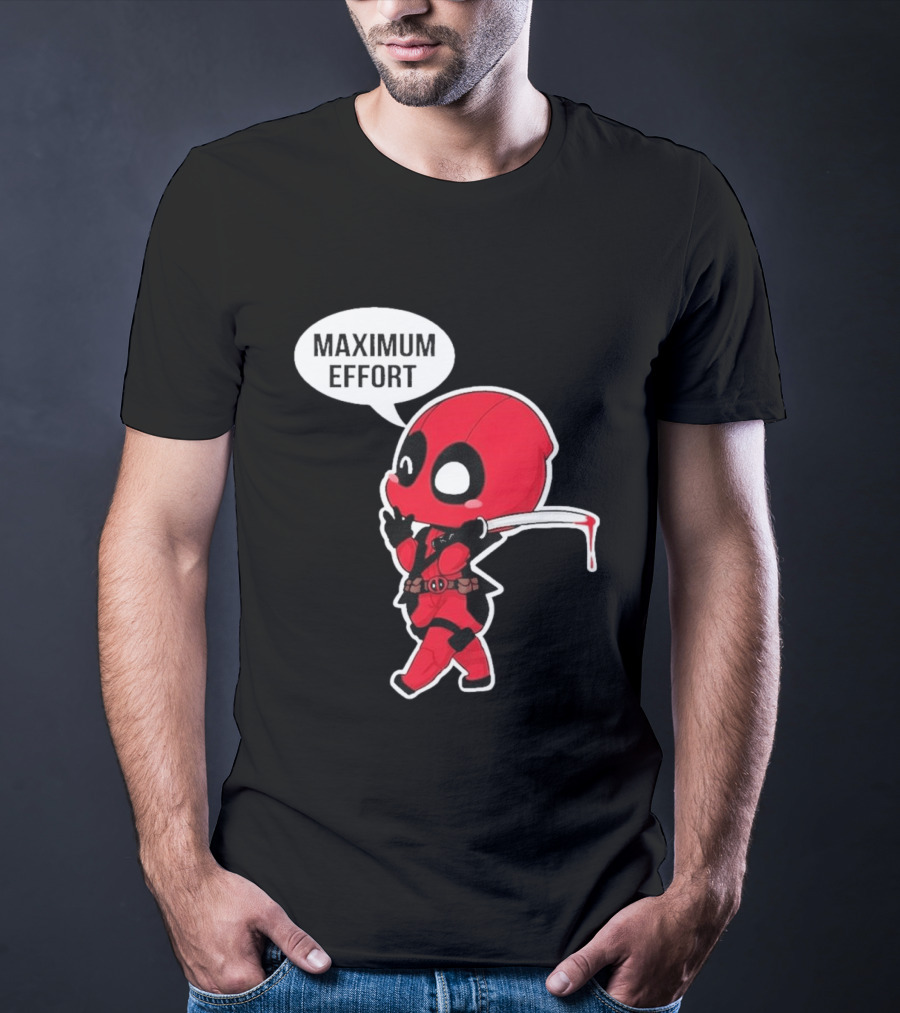 Deadpool Chibi Costume Maximum Effort Speech Bubble T-Shirt