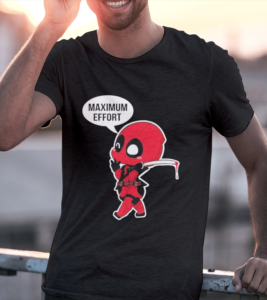 Deadpool Chibi Costume Maximum Effort Speech Bubble T-Shirt