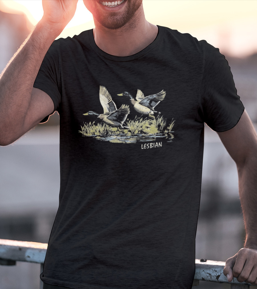 Ducks In Flight Lesbian Wildlife Scene T-Shirt