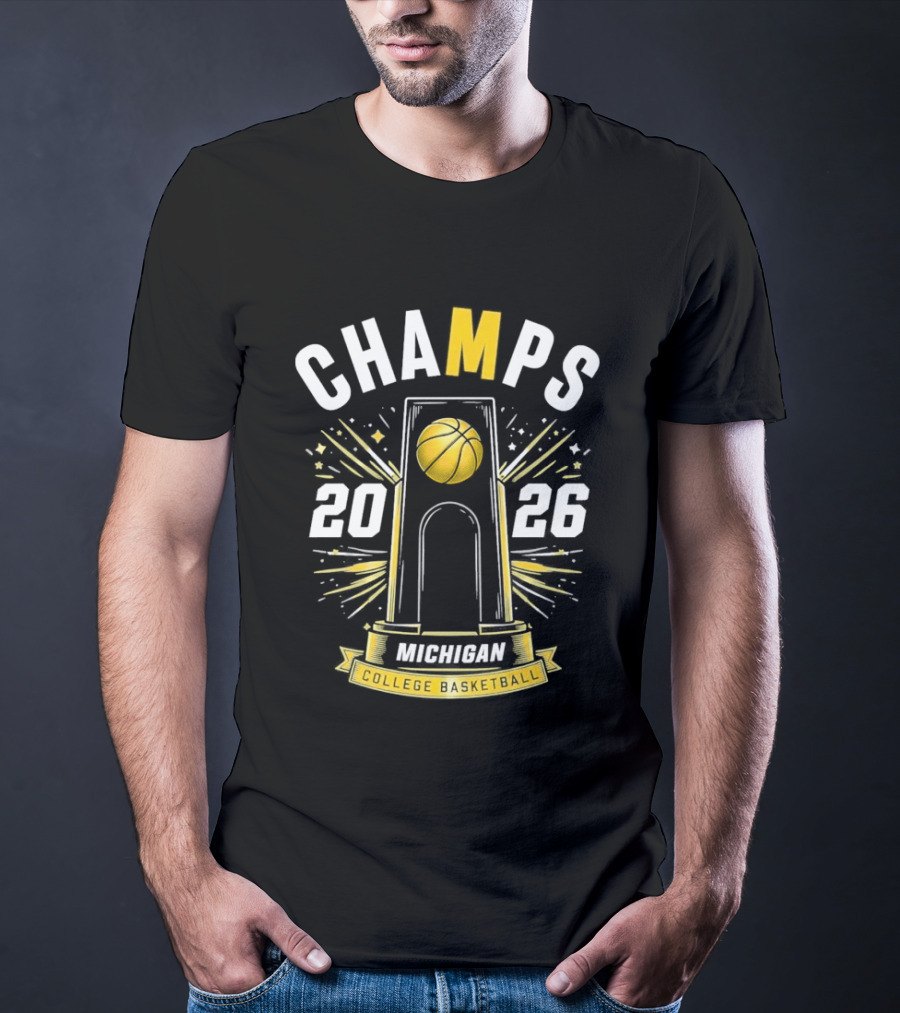 Michigan B.A.S. Champs 2026 College Basketball Victory T-Shirt