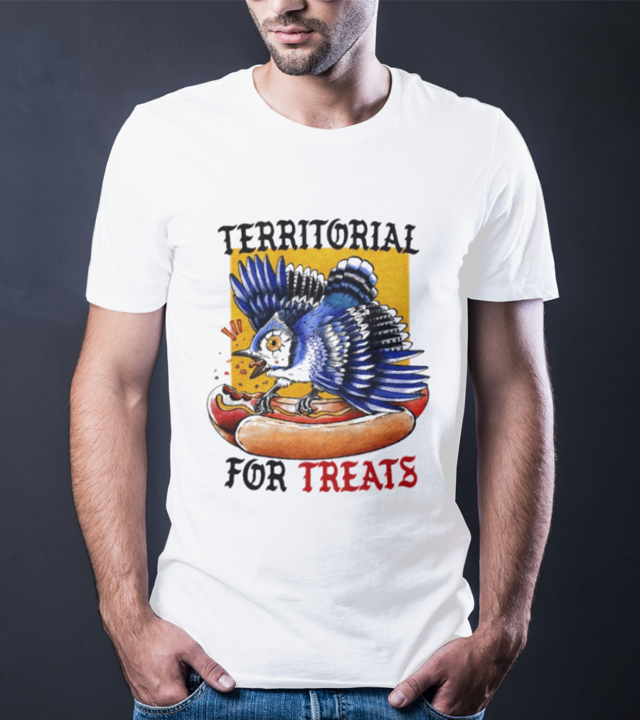 Territorial Bird With Hotdog For Treats T-Shirt