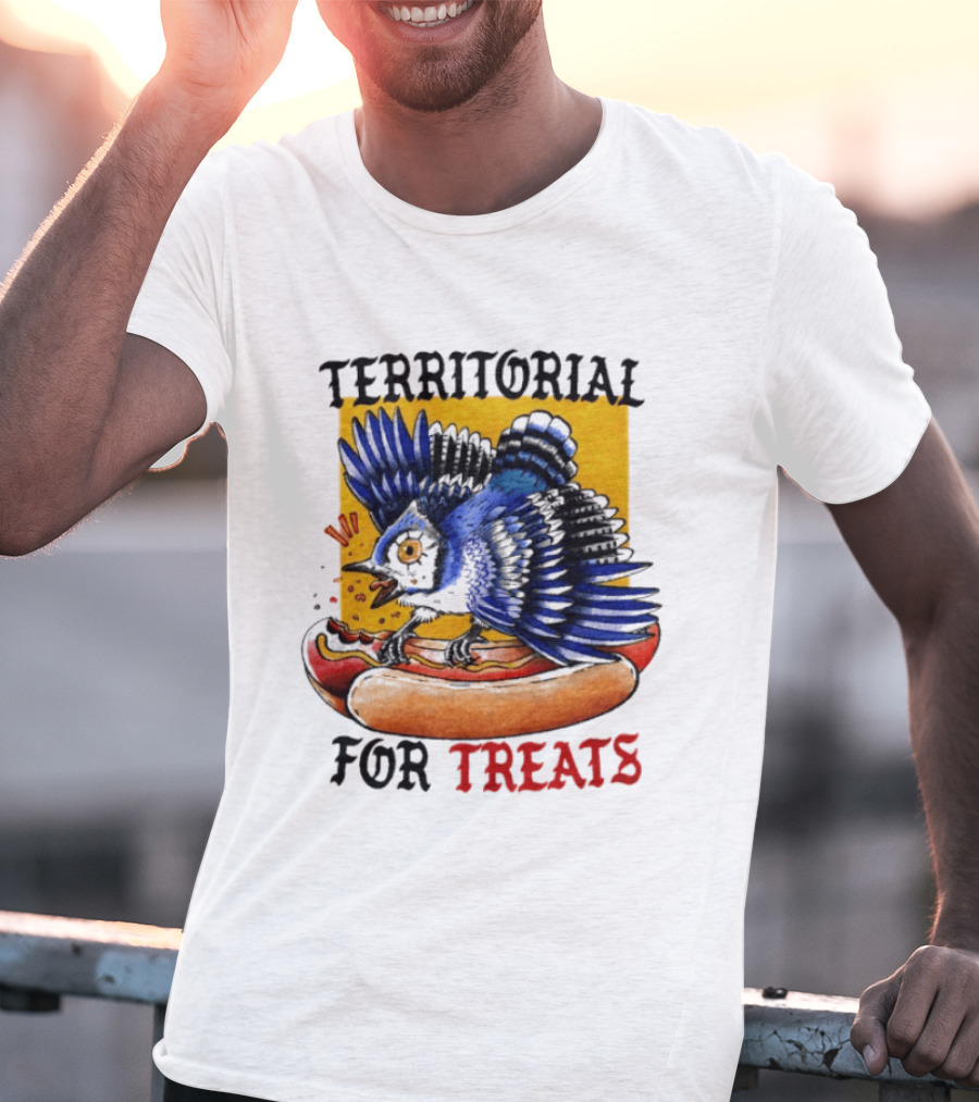 Territorial Bird With Hotdog For Treats T-Shirt