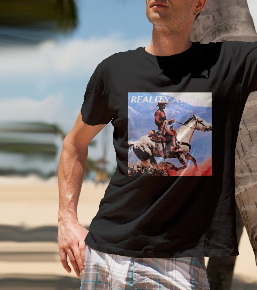 Reality Awaits Cowboy Riding Horse In Mountains T-Shirt