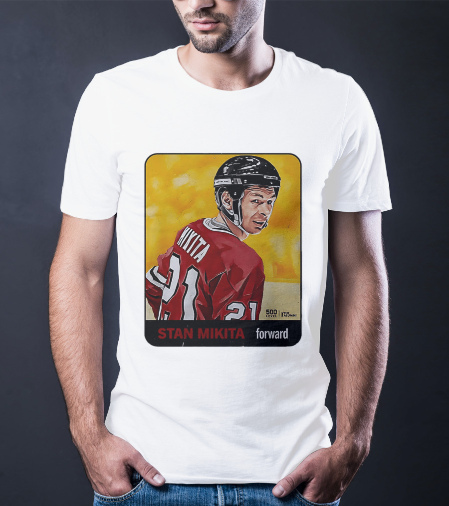 Stan Mikita Forward Chicago Blackhawks NHL Alumni Card 500 Level T-Shirt
