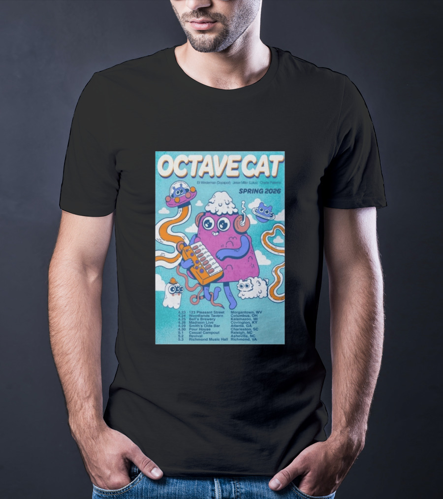 Octave Cat Tour 2026 Eli Winderman Jesse Miller Charlie Patierno T-Shirt