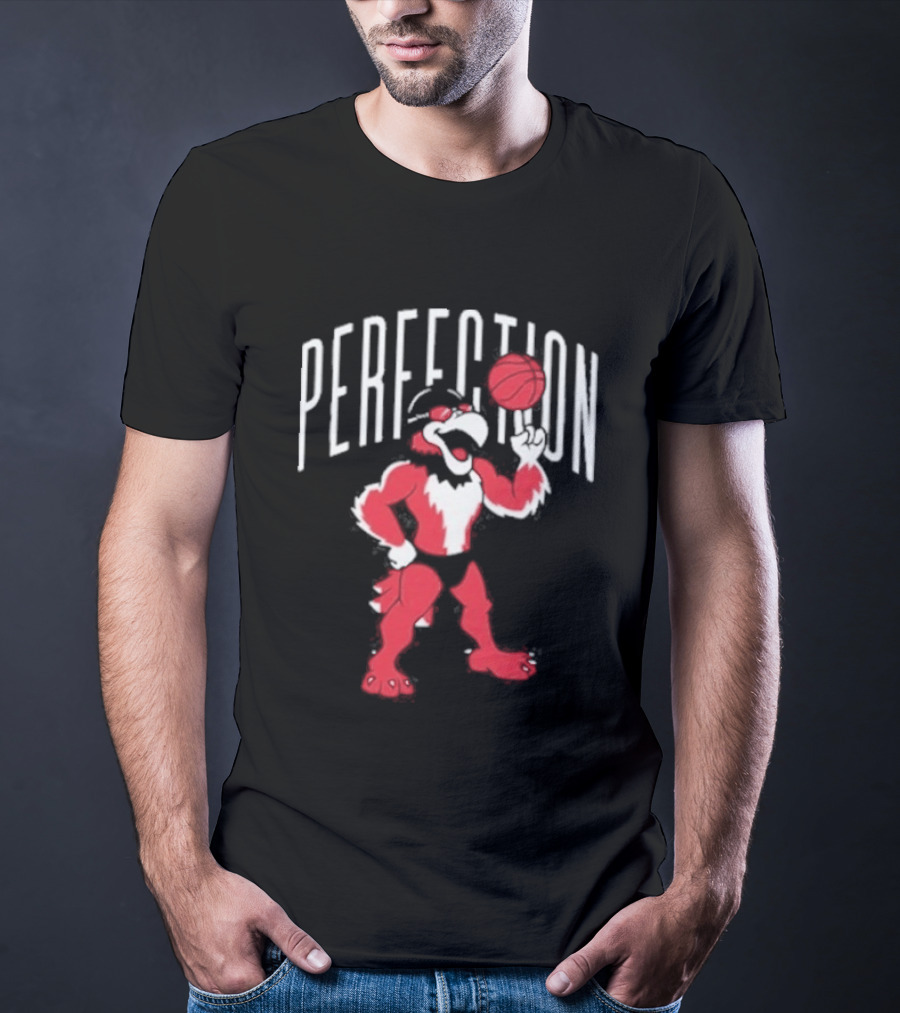 Perfection Basketball Mascot Red And White T-Shirt