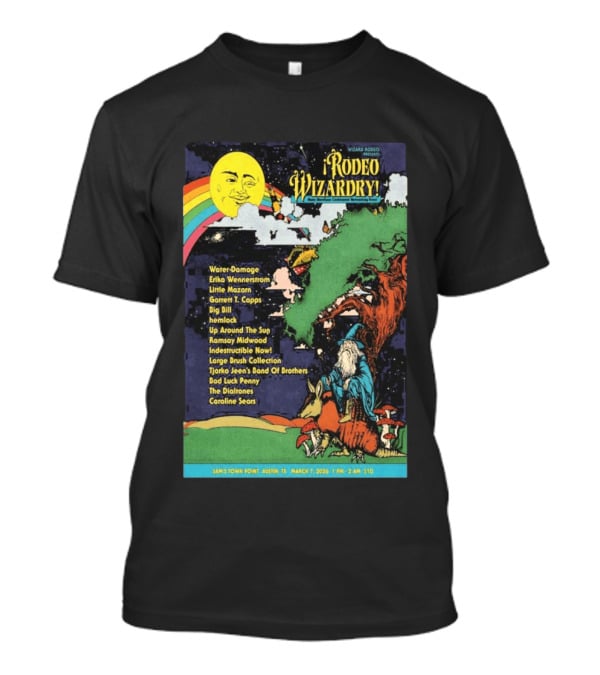 Rodeo Wizardry Show Austin March 7 2026 Music Lineup And Fantasy Artwork Sam's Town Point Event T-Shirt
