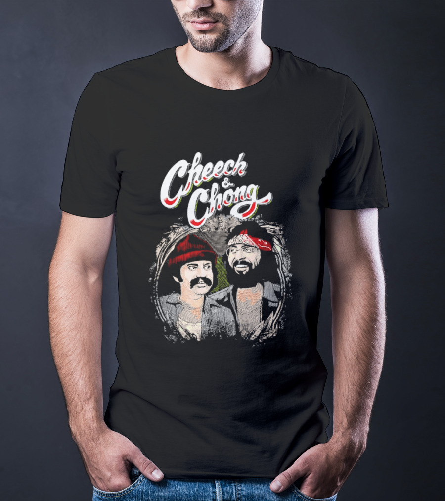 Cheech And Chong Vintage Red Bandana And Beanie Comic Duo T-Shirt