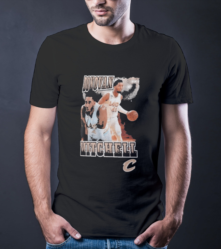 Donovan Mitchell Cleveland Cavaliers Player Portrait With Team T-Shirt