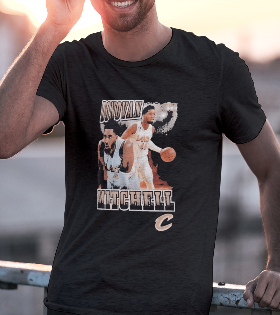Donovan Mitchell Cleveland Cavaliers Player Portrait With Team T-Shirt
